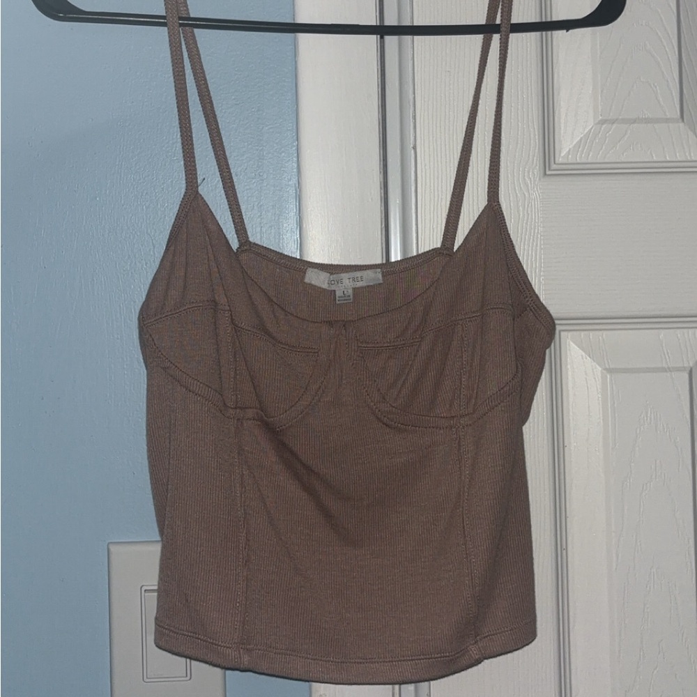 brown love tree tank top